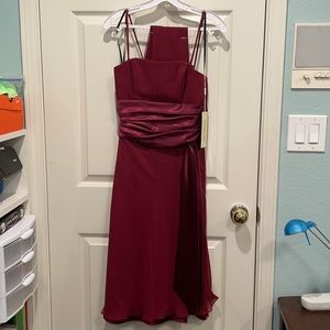 Wine red Cinderella party dress with straps and matching scarf